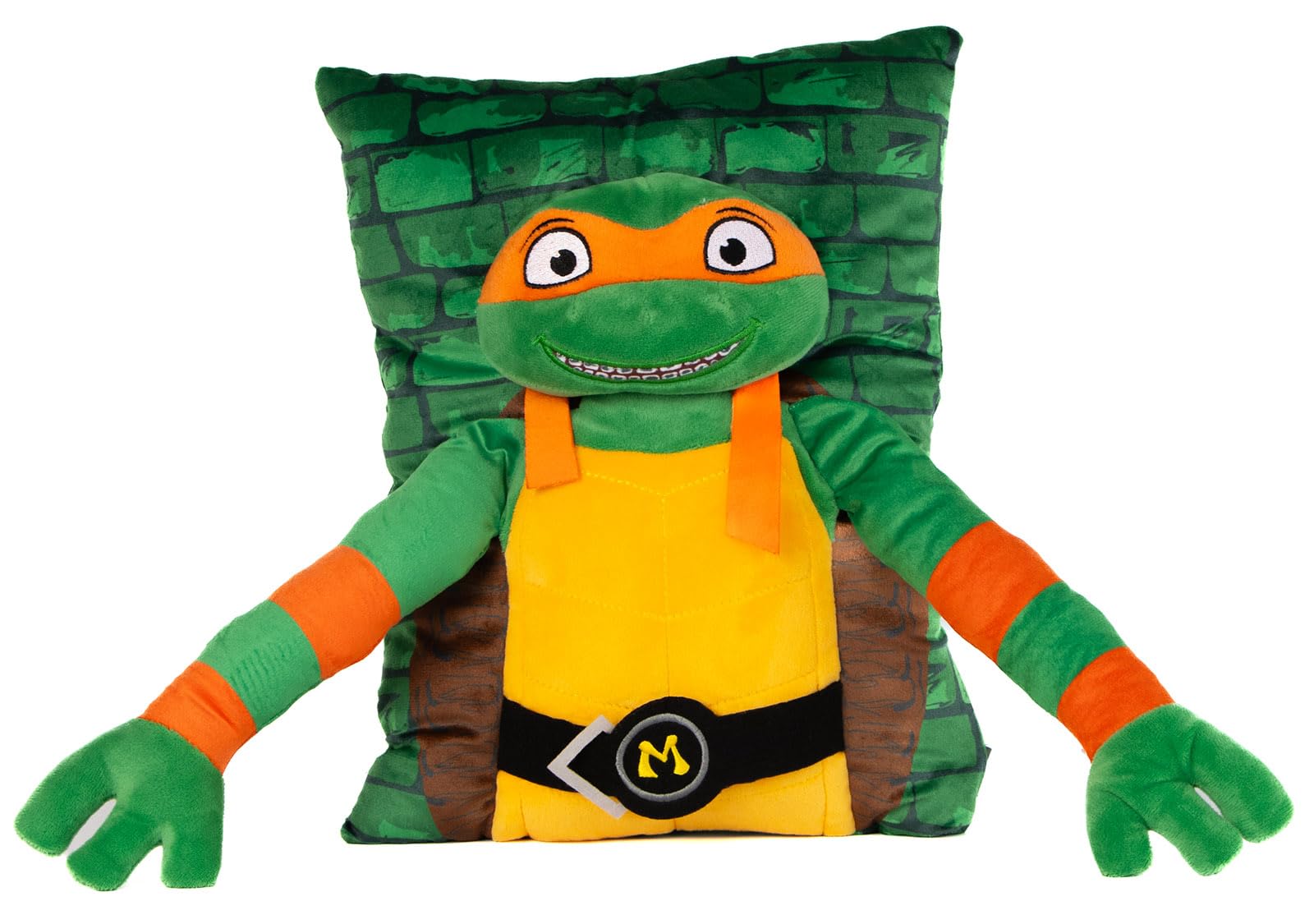 Nickelodeon Teenage Mutant Ninja Turtles Michelangelo 3D Snuggle Pillow - Super Soft Green Plush Pillow - Measures 15 Inches